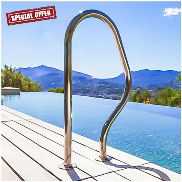 Stainless Steel Pool Handrail - 304 Stainless Steel Pool Rail | Ear- shaped design | Expansion Screws Included | 330lbs Load Capacity | 31.5x18.5inch | 800x470MM | for In-ground Pools