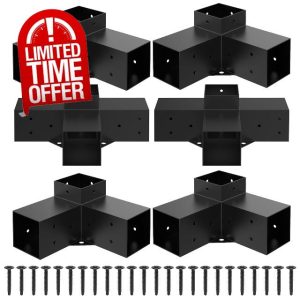 Heavy Alloy Steel Pergola Kit with 3-Way Brackets for 4"x 4" (Actual 3.6" X 3.6") Lumber，DIY Pergola Brackets Suitable for Pergolas，Gardens，and Metal Gazebo Kits - includes Screws