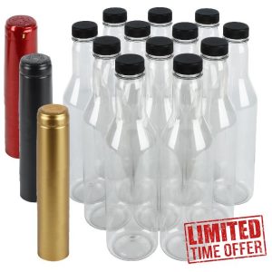 Clear Plastic Wine Bottles Caps Lids and Shrinks