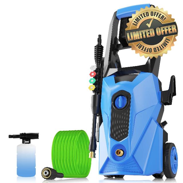 4000PSI 2.8GPM Electric Pressure Washer with 33FT Resistant Extension Pressure Washer Hose and 4 Nozzles