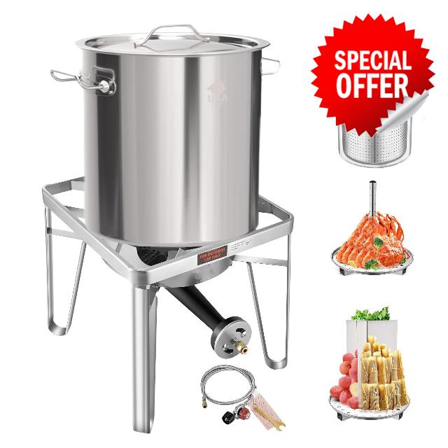 ARC 52QT Stainless Steel Turkey Fryer Pot and Burner Kit