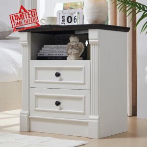 26" Tall Farmhouse Nightstand with Charging Station