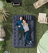 Outsunny Single Size Air Bed with Built-in Pump, Inflatable Mattress with Carry Bag, Flocked Surf...