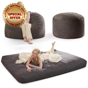Bean Bag Chair Bed - Bean Bag Bed with Luxury 230GSM Suede Washable Cover