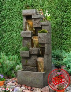 41.7" Outdoor Water Fountain Modern Floor-Standing Garden Tall 3 Tier Waterfall Fountain with LED Lights and Pump Outdoor Rock Decor for Porch