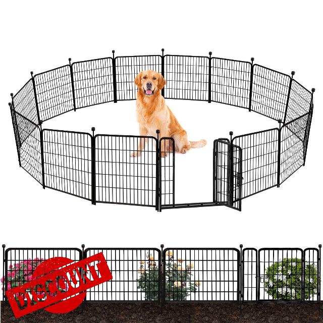ADAVIN 24in(H) Garden Fence with Low Threshold Door