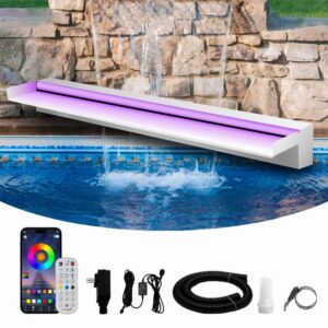 Waterfall Spillway Stainless Steel Pond Waterfalls with Color Changing LED Light