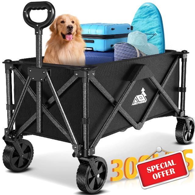 Collapsible Foldable Wagon with 330lbs Weight and 200L Large Capacity