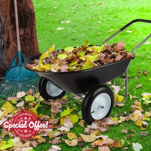 Wheelbarrow - 2-Wheel Garden Cart with 300lb Weight Capacity and Padded Handle - Wheelbarrows for Landscaping and Lawn Care by Pure Garden (Black)