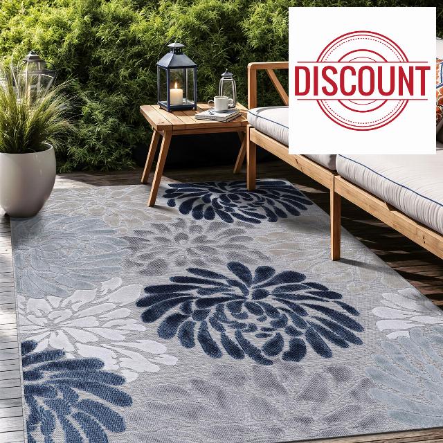 Floral Indoor Outdoor Rugs 8x10 Large Area Rug for Living Room