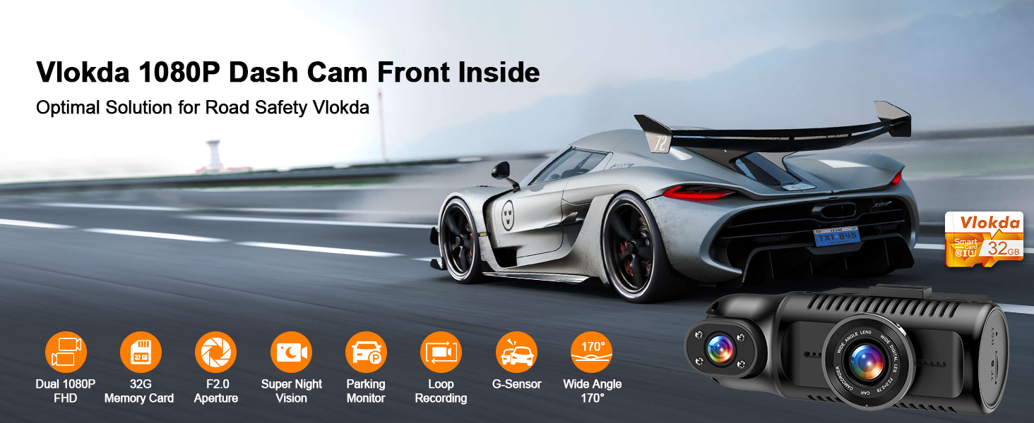 dash cam front inside with 32g card