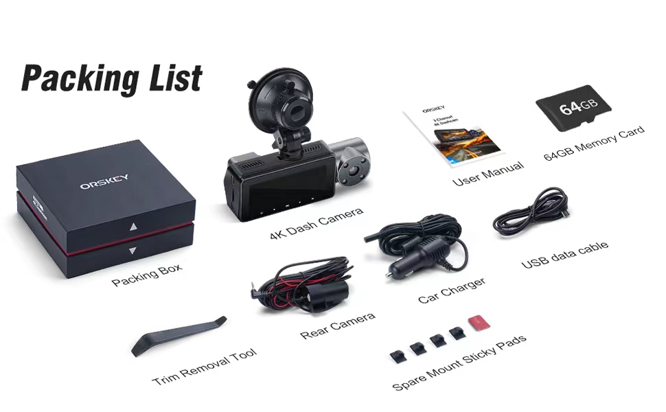 3 channel 4k dash cam for car rv truck bus