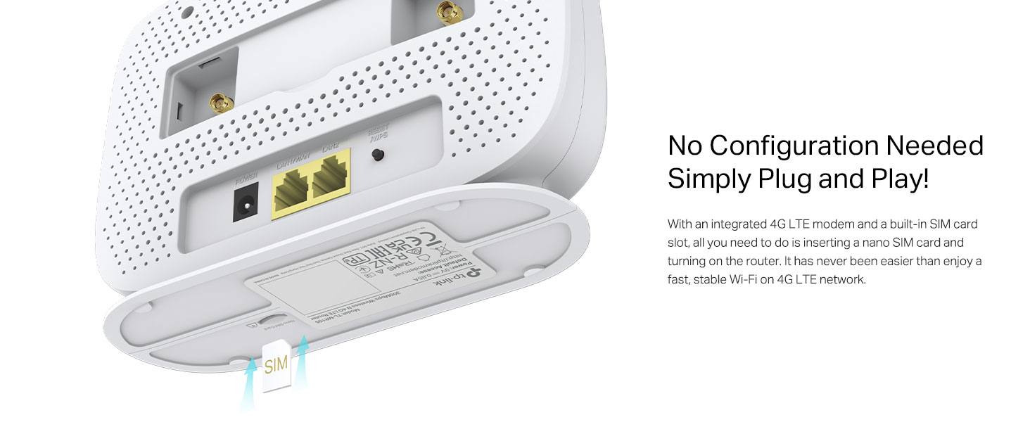 300 Mbps Wireless N 4G LTE Router, Plug a SIM card and play, 4G network, Wi-Fi router mode