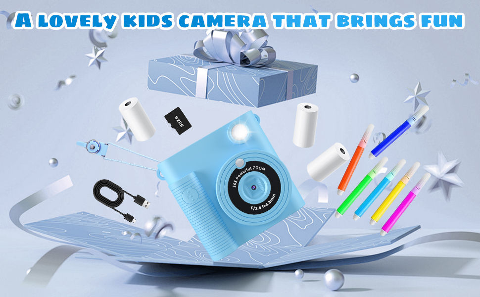 Kids digital camera; camera toy for kids; instant print camera
