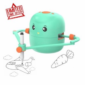 Interactive Educational Drawing Robot for Kids - Montessori Learning Toy with 100 Word Cards