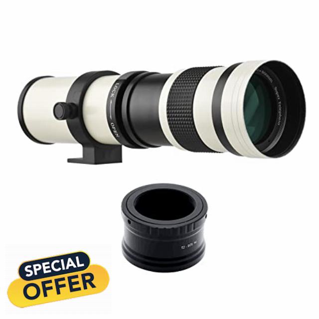 KOSINGNA Camera MF Super Telephoto Lens F8.3-16 420-800mm T2 Mount with M-mount Adapter Ring 14 Thread Replacement for Canon M M2 M3 M5 M6 Mark II M10 M50 M100 M200 Cameras