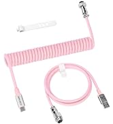 ATTACK SHARK C01 PRO Coiled USB C Cable for Gaming Keyboard, Type-C to USB-A, Custom Braided Doub...