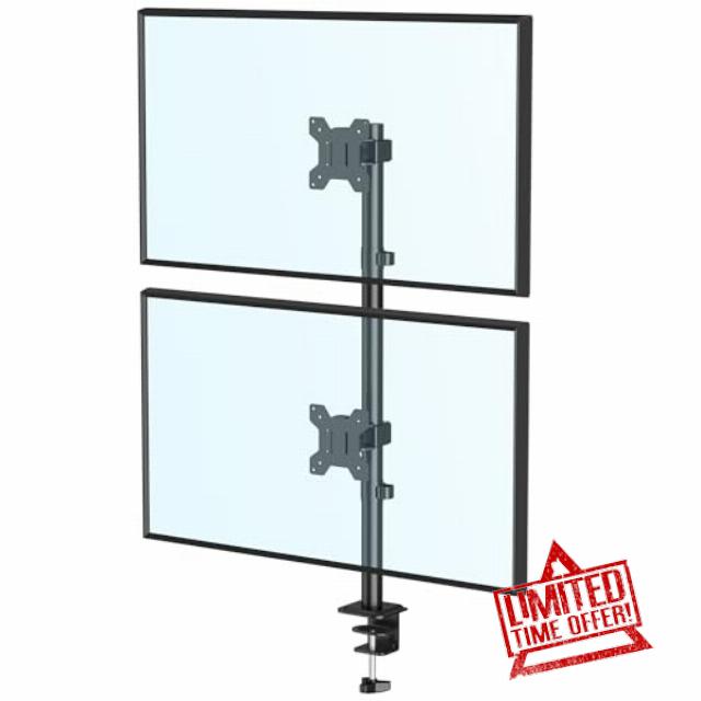 Dual Monitor Desk Mount Stand WHYFONE 790mm Tall Pole Vertical Stack Monitor Arm Desk Mount for 13-32’’ Screens