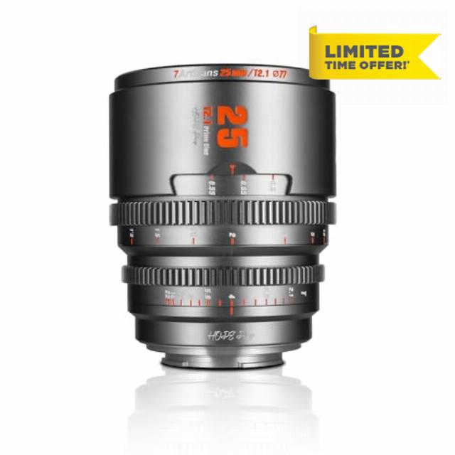 7artisans 25mm T2.1 Cine Lens S35 Frame Compatible for Canon RF-S Mount for RED KOMODO/RED KOMODO X/CANON C70/CANON R7/R50/R10(Titanium Gray)