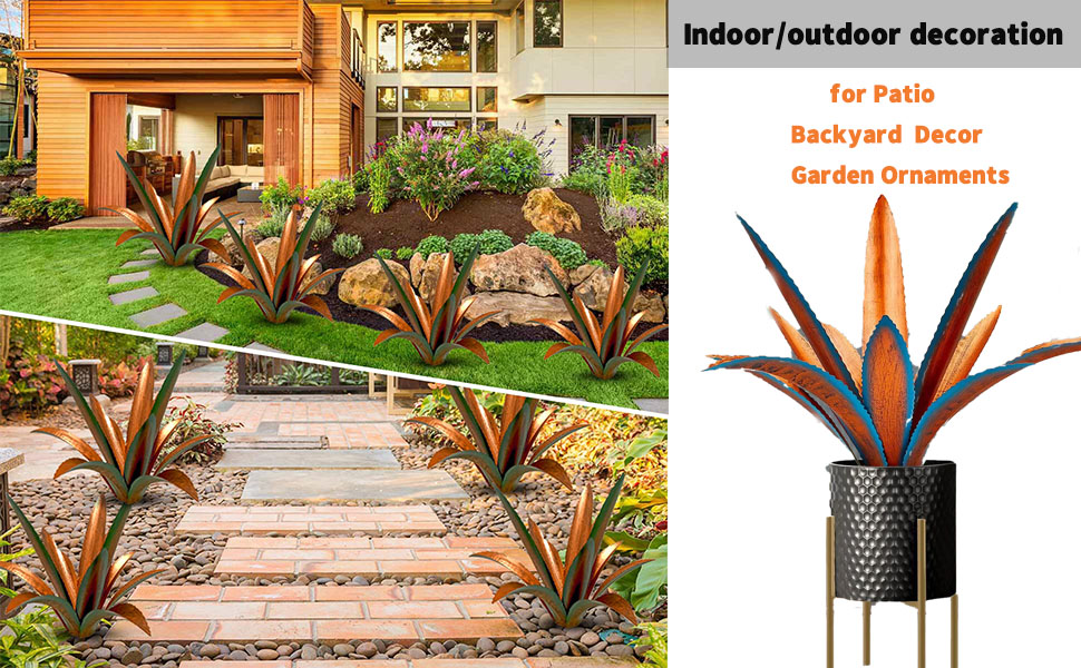 Tequila Rustic Sculpture, Rustic Metal Agave Plants for Outdoor Patio Yard