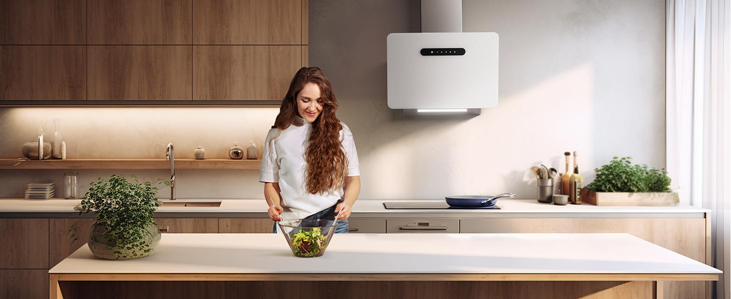 angled cooker hood