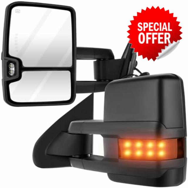 Towing Mirrors 2014-2017 for Chevy Silverado for GMC Sierra 1500 2015-2016 for Chevy For GMC 2500/3500 HD Tow Mirrors A Pair Power Adjust Heated Turn Signal Width Light Side View Mirror