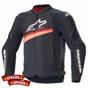 Alpinestars T-GP Plus R V4 Airflow Men's Street Motorcycle Jackets - Black/Fluo Red/Large
