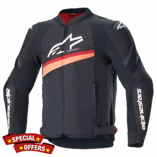Alpinestars T-GP Plus R V4 Airflow Men's Street Motorcycle Jackets - Black/Fluo Red/Large