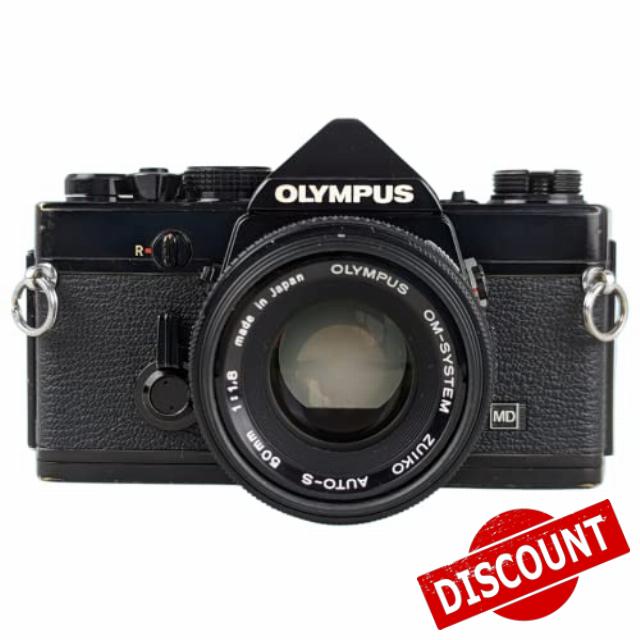 Generic Olympus OM 1 Black Vintage 35mm SLR Film Camera with f/1.8 50mm Prime Lens (Renewed)