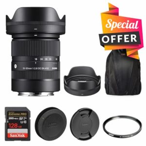 Sigma 18-50mm F2.8 DC DN Contemporary Lens for Sony E-Mount with Tiffen 55mm UV Protector Filter