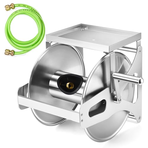 Stainless Steel Metal Hose Reel With Storage Platform