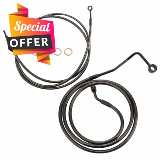 12" Handlebars Clutch Cable & Front Brake Line Set for Harley 2014-2016 Touring Street Glide Road Glide Road King Electra Glide Ultra Classic with Hydraulic Clutch and ABS Brake Models