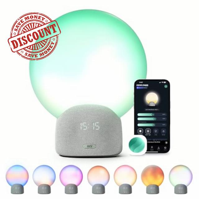 MindOasis Sunrise Alarm Clock White Noise Sound Machine for Sleep Lights