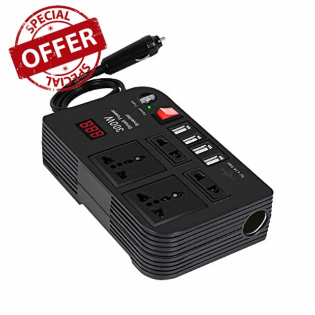300W Power Inverter Car Charger Car Inverter DC 12V to 220V AC Car Power Converter with 4.1A USB