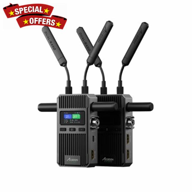 ACCSOON CineView 2 SDI Wireless Video Transmission System Transmitter&Receiver 2.4+5Ghz for Live Streaming 1080p 60fps 0.05s Latency 1500ft Range up to 4 Devices Monitoring