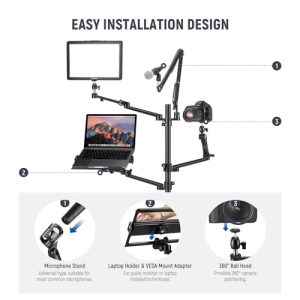 Overhead Camera Mount Floor Stand with Mic Boom Arm