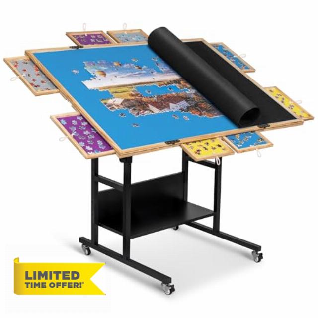 Becko US 2000 Piece Tilting & Rotating Jigsaw Puzzle Table with 8 Drawers & Cover