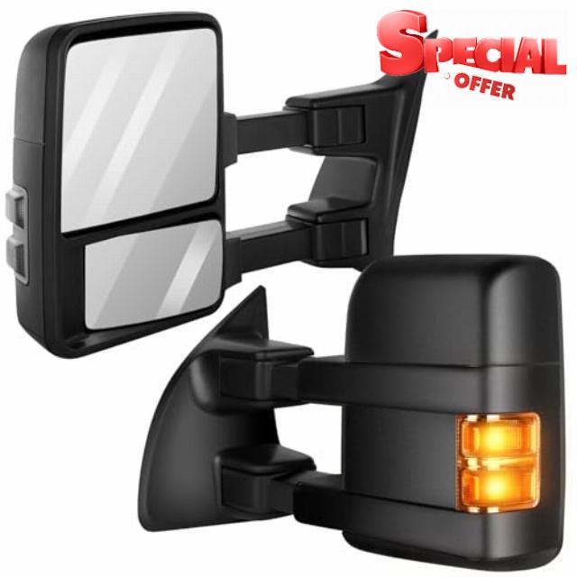 Towing Mirrors 2008-2016 for Ford F250 F350 F450 F550 Super Duty Truck Tow Mirrors A Pair Manual Adjusted Turn Signal Light Manual Telescoping & Folding Exterior Side View Mirror