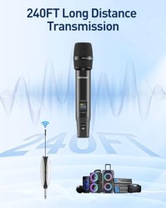 UHF Metal Dual Handheld Cordless Dynamic Mic System with Rechargeable Receiver