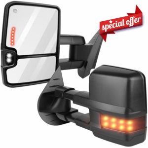 Towing Mirrors 2007-2014 for Chevy Silverado 1500 2500HD for GMC Sierra Suburban 1500 Tahoe Avalanche Tow Mirrors Pair Power Control Heated Defrost Turn Signal Backup Light Side View Mirror