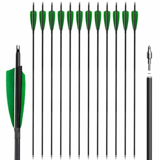 NorthSpoor 31 Inch Carbon Arrows Archery 12 Pieces Genuine Turkish Real Feather Target Practice Arrows for Recurve Compound Longbow and Traditional Bow Hunting Practice