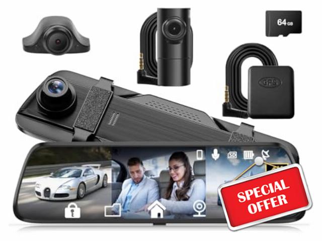 4K Mirror Dash Cam 12" Smart Full Touch Screen Rear View Mirror Camera