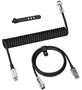 ATTACK SHARK C01 PRO Coiled USB C Cable for Gaming Keyboard, Type-C to USB-A, Custom Braided Doub...