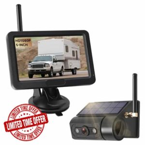 Magnetic Solar Wireless Backup Camera with 5” HD Monitor