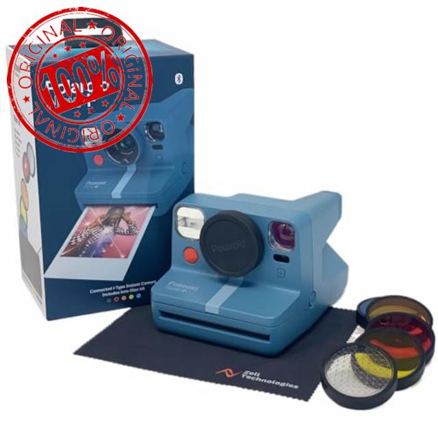 Polaroid Now+ Blue Gray Bluetooth Connected I-Type Instant Film Camera with Bonus Lens Filter Set - Zell Kit