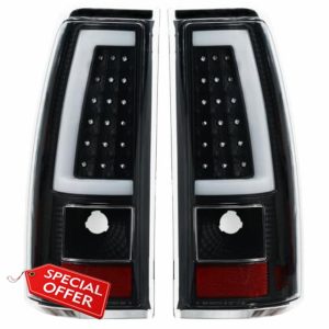 Boine LED Tail Light Compatible With 2003 2004 2005 2006 Chevy Silverado 1500 2500 3500 Driver and Passenger Side Rear Light Brake Lamps - 12V LED Chips (Black Housing)