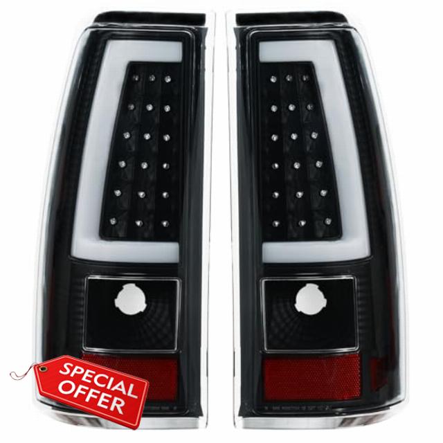 Boine LED Tail Light Compatible With 2003 2004 2005 2006 Chevy Silverado 1500 2500 3500 Driver and Passenger Side Rear Light Brake Lamps - 12V LED Chips (Black Housing)