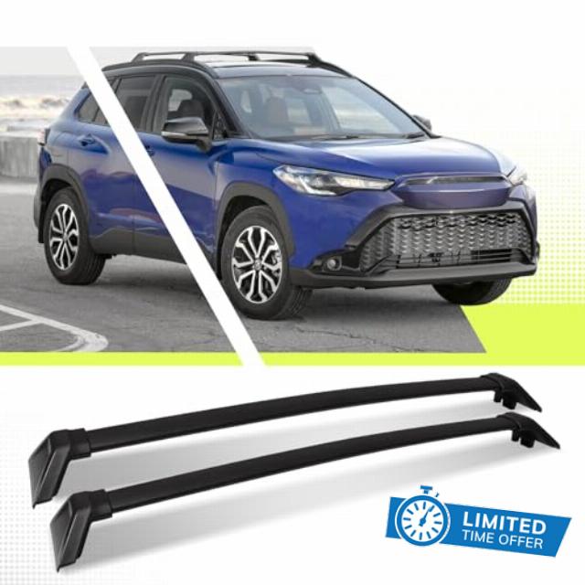 Heavy Duty 220 LBS Cross Bar Roof Rack Fit for 2022 2023 2024 Toyota Corolla Cross & Hybrid Work with Factory Side Rails Sun Freedom Cross Bar Black Crossbars Kayak Rack Luggage Carrier Bars