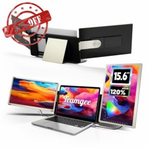 Teamgee 15.6” Laptop Screen Extender [120% sRGB FHD 1080P IPS][ 235°Rotation & Kickstand] Triple Portable Monitor with HDMI-USB Conversion Line Plug-Play Fits Laptops（Mac/Windows/Android）