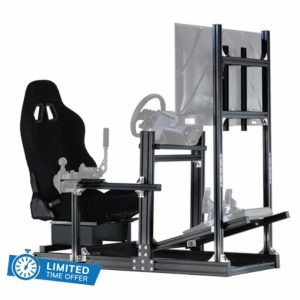 Anman Racing Simulator Cockpit Stand with Monitor Mount and Black Seat Fit for Logitech/Thrustmaster/Fanatec G29 G920 G923 T300